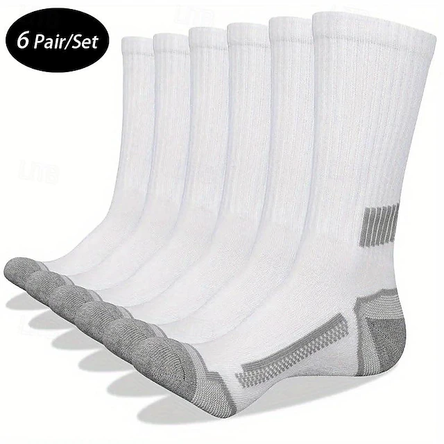 Men's 6 Pairs Multi Packs Socks Running Socks Casual Socks Black+White+Gray Black Color Color Block Plain Sports & Outdoor Daily Vacation Basic Medium Spring Fall Fashion Casual 7