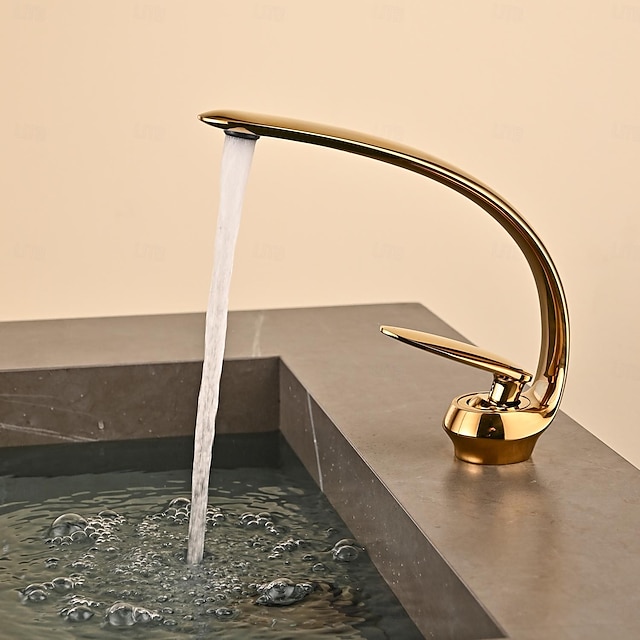  Baño grifo del fregadero - Clásico Latón Envejecido / Galvanizado Conjunto Central Sola manija Un agujeroBath Taps