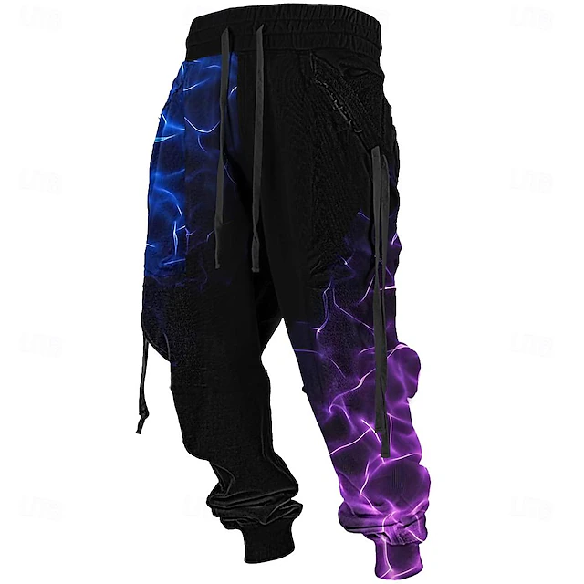 Men's Graphic Sweatpants Joggers Trousers Mid Waist Casual Outdoor Side Pockets 3D Print Fall & Winter 3D Print Black 5
