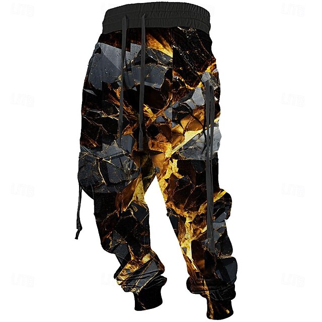  Men's Graphic Sweatpants Joggers Mid Waist Casual Outdoor 3D Print Fall & Winter Black