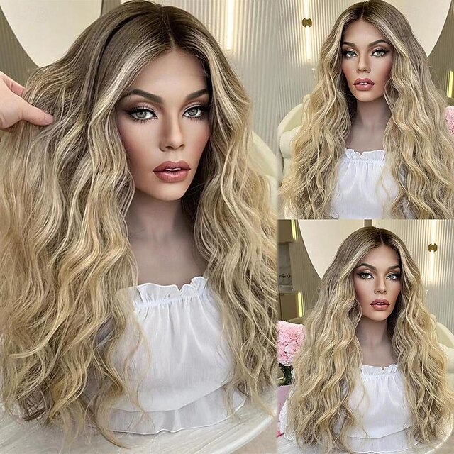  Capelli umani di Remy 13x4 Pizzo Frontale Parrucca Parte libera Brasiliano Poco ondulata Biondo Parrucca 130% 150% Densità dei capelli con i capelli del bambino Capelli schiariti Capelli evidenziati