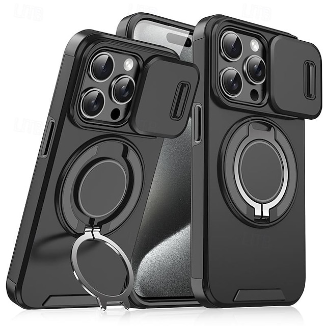  Phone Case For iPhone 16 Pro Max Plus iPhone 15 14 Pro Max Plus iPhone 13 12 11 Pro Max Back Cover Ring Holder Shockproof PC
