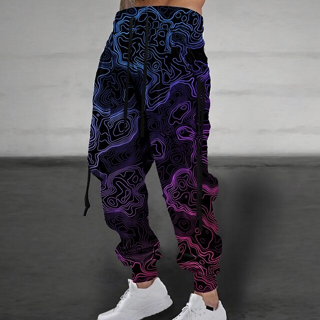 Men's Graphic Sweatpants Joggers Pants Trousers Mid Waist Drawstring Elastic Waist Casual Outdoor Street Dailywear Pocket Spring Fall Winter 3D Print Black4