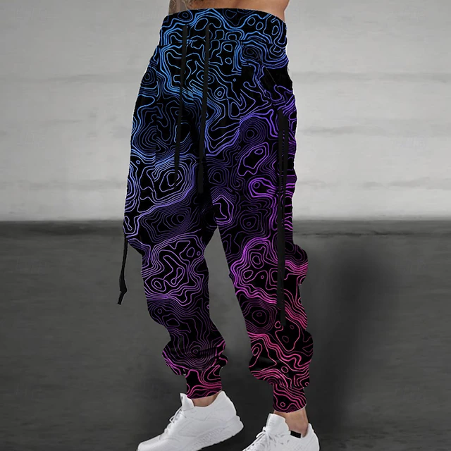 Men's Graphic Sweatpants Joggers Pants Trousers Mid Waist Drawstring Elastic Waist Casual Outdoor Street Dailywear Pocket Spring Fall Winter 3D Print Black4