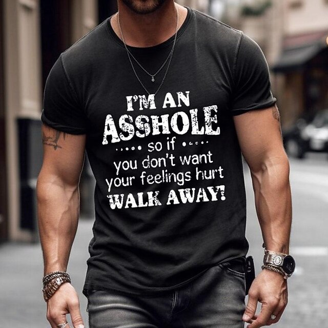 Men's Funny Letter Print T Shirt Tee Top 100% Cotton Short Sleeve Graphic Shirt Black White Dark Grey Comfortable Tee Street Sports Outdoor Fashion Designer Clothing 8