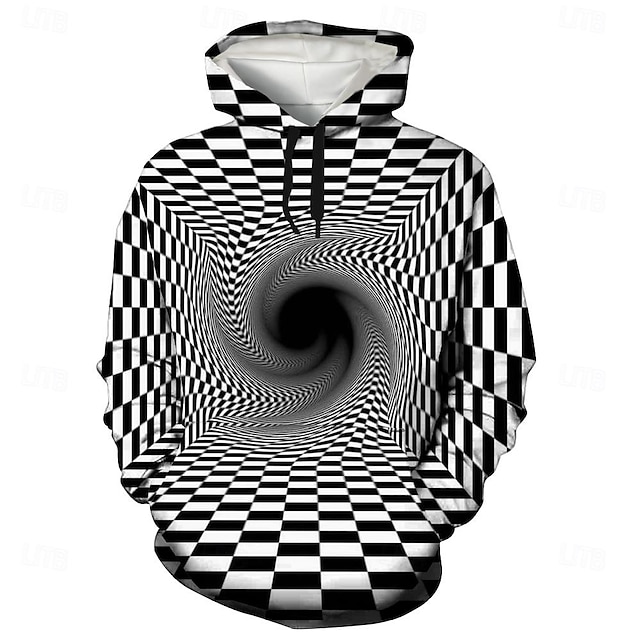  Homens Gráfico Moletom Moletons Moletom Manga Longa Moletom com capuz Com Capuz Legal Impressão 3D Preto e Branco Vermelho Outono Inverno Designer
