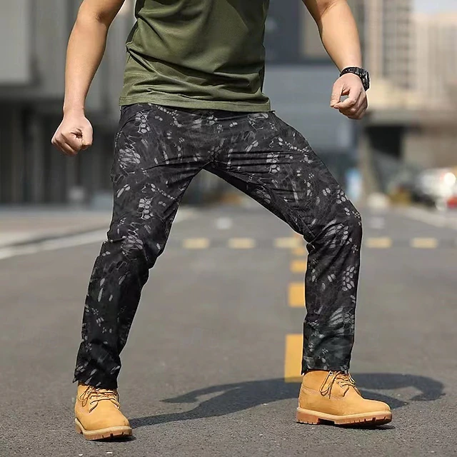 Men's Cargo Pants Tactical Pants Trousers Buttons Multi Pocket Camouflage Wearable Outdoor Daily Camping & Hiking Fashion Classic Black Brown4