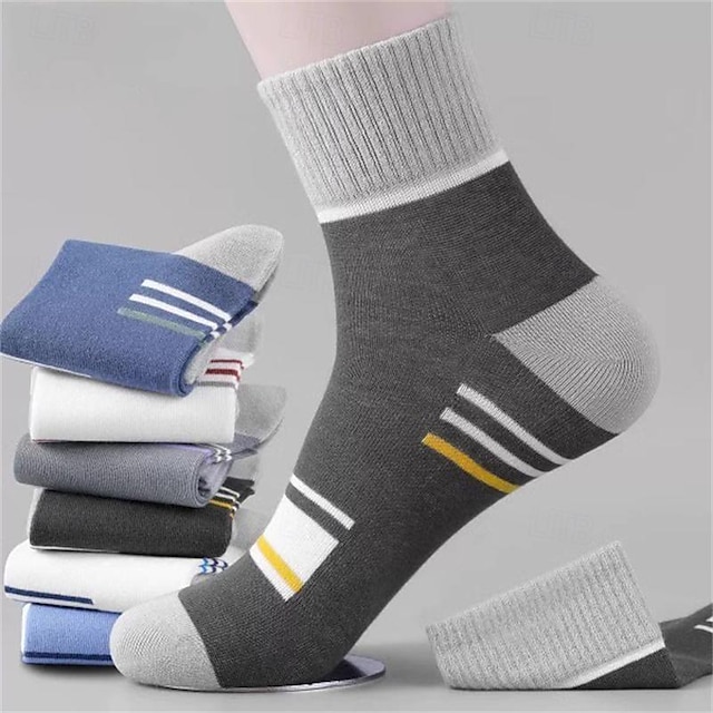  Men's 5 Pairs Multi Packs Socks Running Socks Casual Socks Rainbow Color Color Block Striped Sports & Outdoor Daily Vacation Basic Medium Spring Fall Fashion Casual