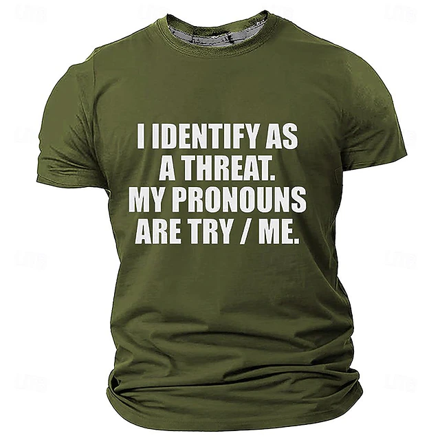 Men's Funny Slang T Shirt Short Sleeve T shirt 3D Print Crew Neck Shirt Retro Vintage Casual Street Casual Bar Black Green Gray Spring & Summer Clothing Apparel S M L XL 2XL 3XL 6