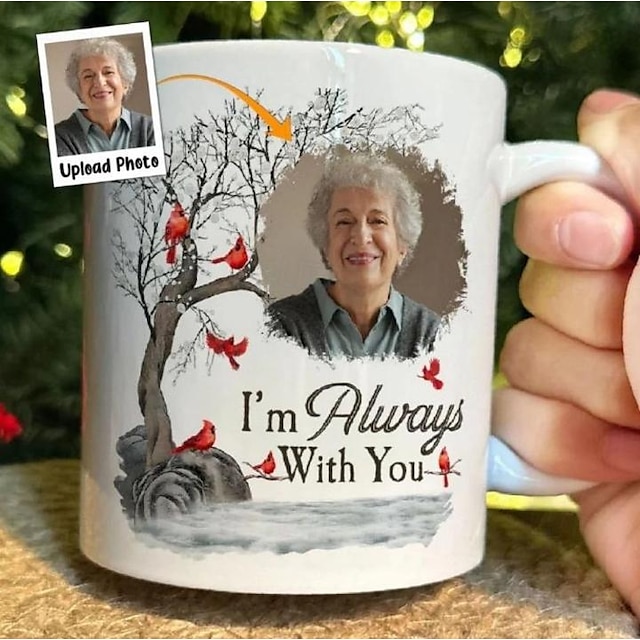  Spersonalizowany kubek pamiątkowy kubek ze zdjęciem zawsze z tobą - przemyślany prezent na Boże Narodzenie dla rodziny i przyjaciół - personalizowany ceramiczny kubek