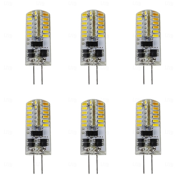  6db g4 led bi-pin lámpák 400 lumen 4w 48 led gyöngyök smd 3014 meleg fehér fehér 12 v