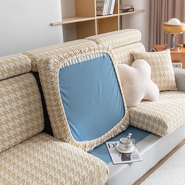  Sofa Cushion Cover Stretch Plaid Thickened Jacquard Full Cover