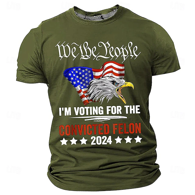 Veterans Day Men's Patriot Patriotic Veteran American US Flag Eagle T shirt Short Sleeve T shirt 3D Print Crew Neck Shirt Retro Vintage Casual Street Casual Bar Black Green Gray Spring & Summer 6