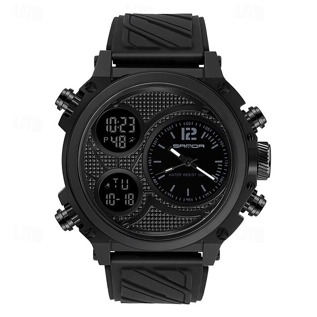  Reloj Digital SANDA para Hombre Reloj Deportivo de Moda Cronómetro Luminiscente Reloj Alarma Reloj de Resina con Calendario