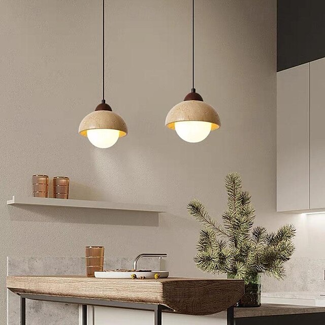  lampada a sospensione a led pietra bianco caldo 15 cm paralume minimalista in metallo a 1 luce lampadario circolare in marmo lampada a sospensione a soffitto in stile cinese per portico balcone