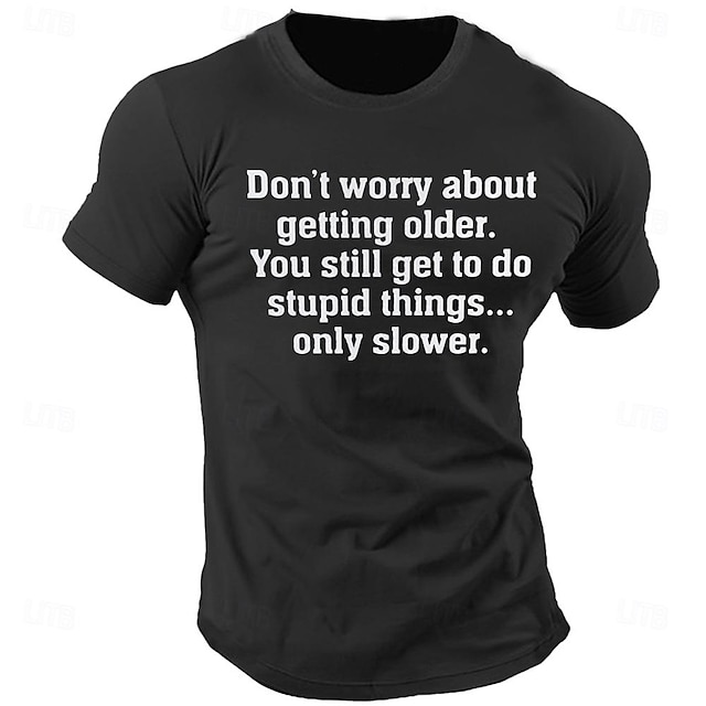  Men's Funny Letter Print T Shirt Tee Top 100% Cotton Short Sleeve Graphic Shirt Black Army Green Comfortable Tee Street Sports Outdoor Fashion Designer Clothing