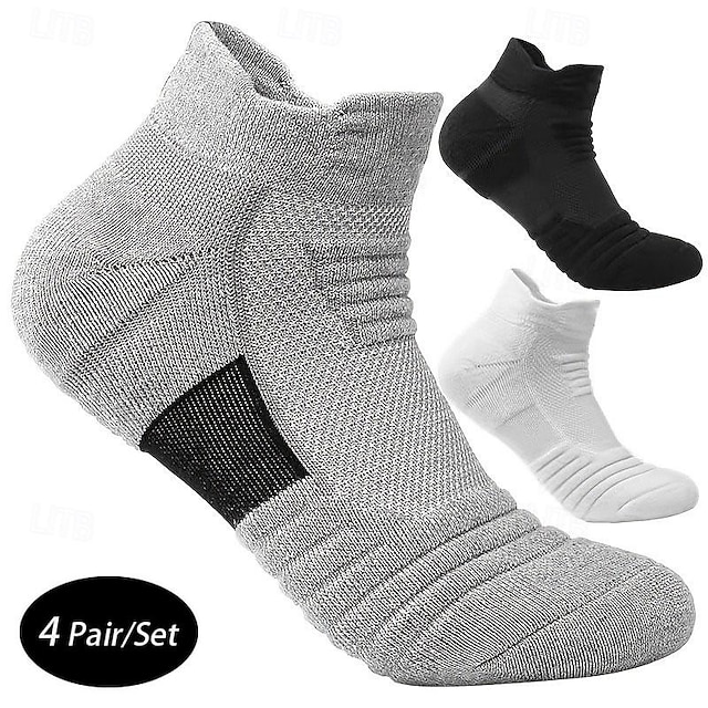  Per uomo 4 accoppiamenti Pacchi Multipli Calzini Calzini da Corsa Calzini Casual Nero Bianco Colore Semplice Vacanza Sport & Outdoor Quotidiano Base Medio Primavera Autunno Moda Casual