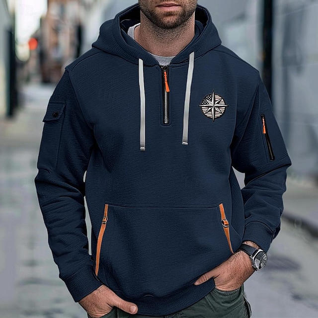 Męskie Bluza z Kapturem Bluza z kapturem na zamek błyskawiczny Taktyczna Czarny Biały Wino Granatowy Królewski błękit Kaptur Równina Kieszeń Sport i turystyka Codzienny Święto Moda miejska Nowoczesne