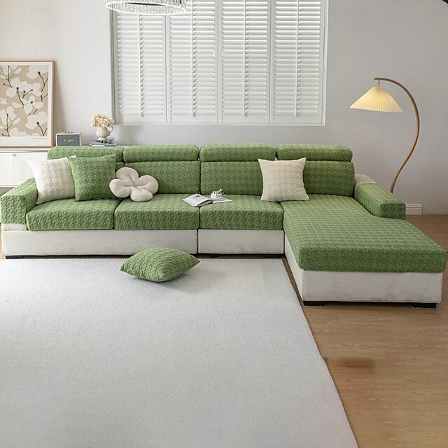  Sofa Cushion Cover Stretch Plaid Thickened Jacquard Full Cover