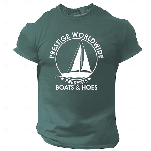  Herre Skip Morsom T skjorte Kortermet T skjorte 3D-utskrift Crew-hals Skjorte Årgang Kul Fest Ferie Svart Hvit Rød Sommer Vår Klær S M L XL XXL XXXL