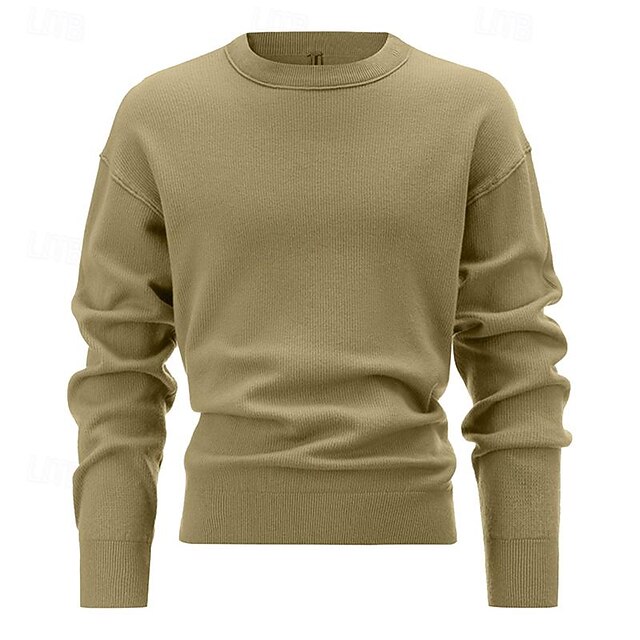 Men's Pullover Sweater Jumper Knit Sweater Ribbed Knit Regular Knitted Plain Crew Neck Fashion Basic Daily Wear Date Clothing Apparel Fall & Winter Black White M L XL 11