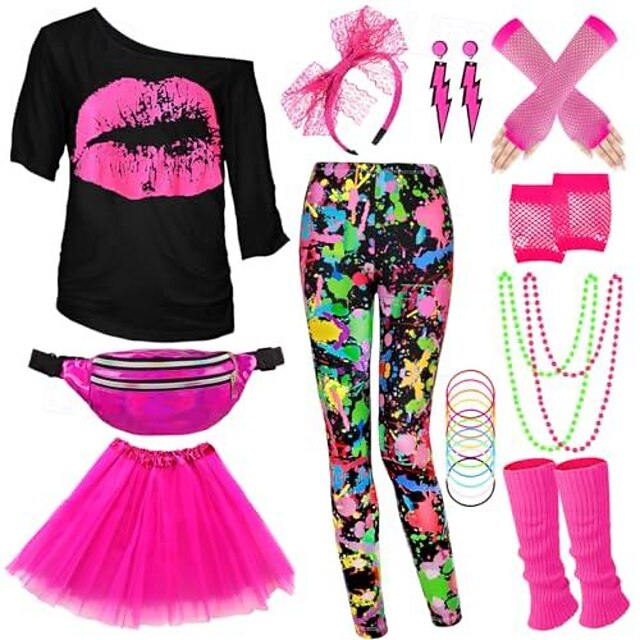 Rétro Vintage Années 80 Entraînement Tenue Tutu Leggings Ensemble d