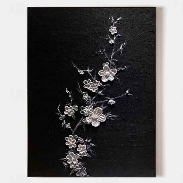  3D  Floral Textured oil painting handmade Wall Art Wabi-Sabi Minimalist Canvas painting hand painted Wall Decor flower painting for Living Room Floral Oil Painting Spring Decor Knife Painting