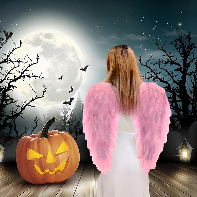 halloween fjer englevinger kostume – cosplay kostume til kvinder, piger – perfekt til halloween cosplay, julepynt, feriefester, catwalkshows 60 cm/23,6 tommer