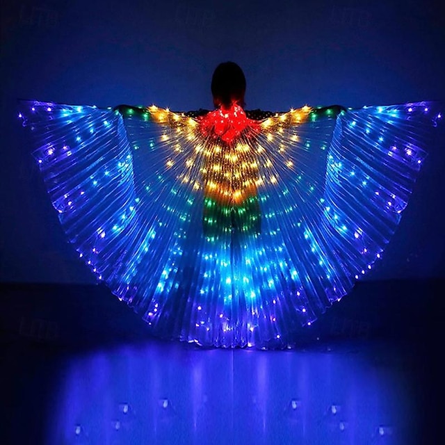  LED Wings Glow Angel Light Up Wings Belly Dance Costumes Wings LED Butterfly Wings for Adults Kids Glowing Light Up Costume Performance Clothing for Carnival