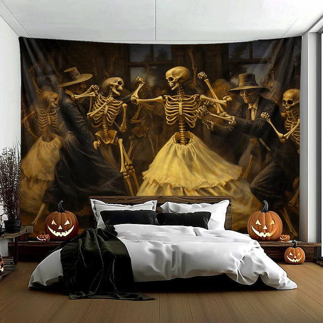 Skeletons Ball Hanging Tapestry Wall Art Large Tapestry Mural Decor Photograph Backdrop Blanket Curtain Home Bedroom Living Room 21