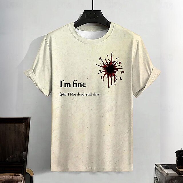 Men's Blood stains Dark T Shirt Short Sleeve T shirt 3D Print Crew Neck Shirt Designer Carnival Party Street Khaki Summer Spring Clothing Apparel S M L XL XXL XXXL4