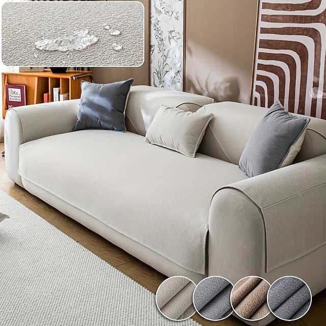  Housse de coussin de siège de canapé antidérapante en chenille hydrofuge - tissu durable et luxueux - protège contre les déversements et les taches - support antidérapant pour un ajustement sûr - améliore et revitalise votre canapé