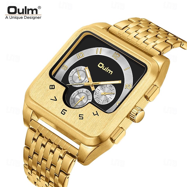 Montre à Quartz Oulm pour hommes Montre de Sport en plein air Mode Casual Lumineux Étanche Décoration Montre en acier
