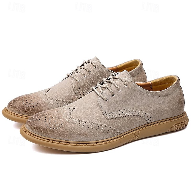  sapatos masculinos de camurça brogue oxford - sapatos sociais elegantes e confortáveis com cadarços para uso casual e formal