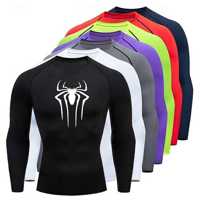  Voor heren Compressieshirt Atletisch shirt Gymshirt Fitnessshirt Lange mouw T-shirt Casual Sportkleding Ademend Sneldrogend Zacht Fitness Sportschooltraining Hardlopen Sportkleding Sportkleding Zwart