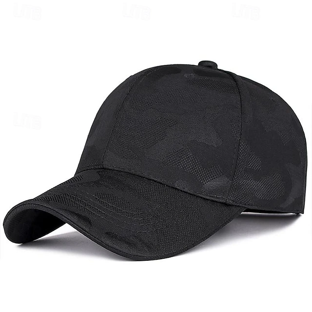 Men's Baseball Cap Sun Hat Trucker Hat Black White Polyester Fashion Casual Street Daily Camo Plain Adjustable Sunscreen Breathable 12