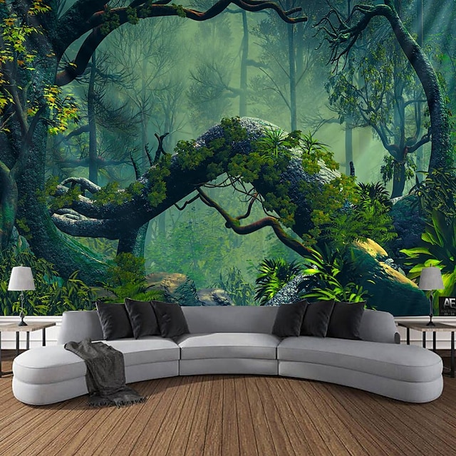  Magic Forest Landscape Wall Tapestry Art Decor Photograph Backdrop Blanket Curtain Hanging Home Bedroom Living Room Decoration