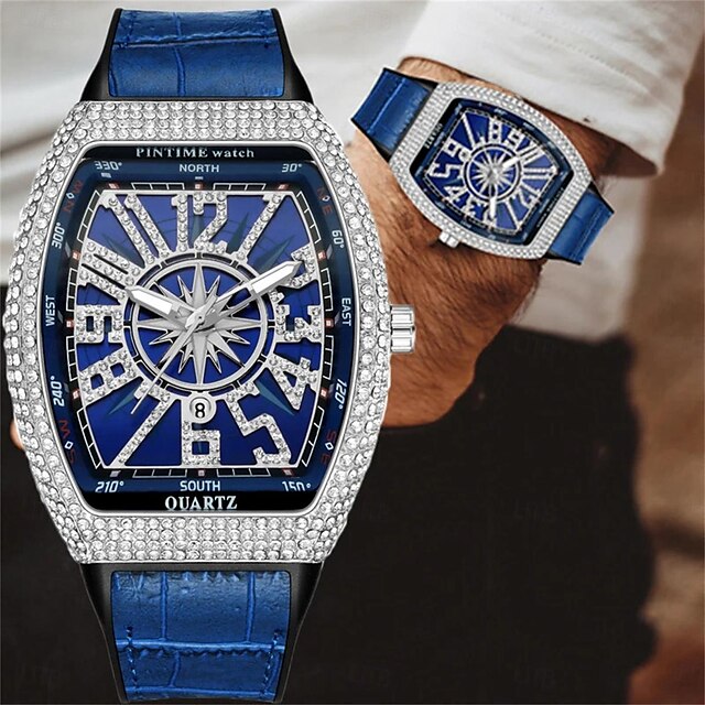  Herren Quarz Uhr Kreative Outdoor Modische Armbanduhr Kalender wasserdichte Dekoration Lederuhr