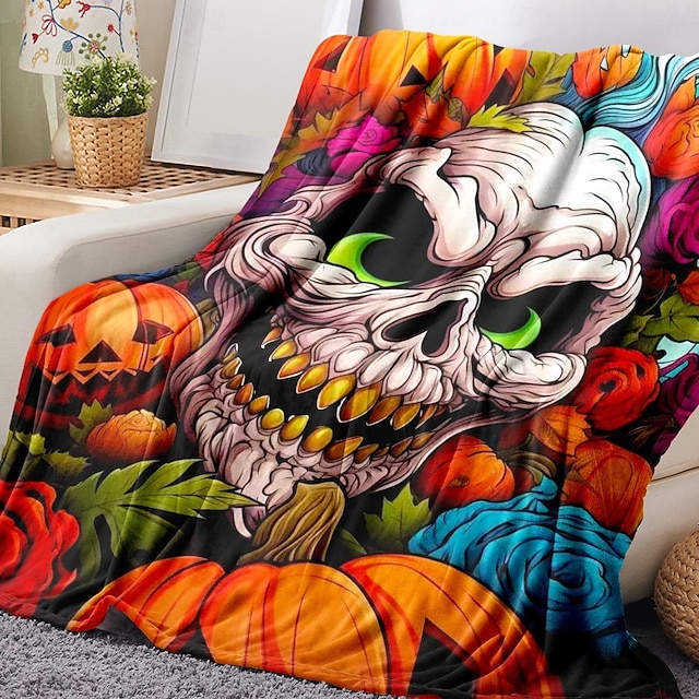  kodikas kallo ja kurpitsa fleece-peitto täydellinen halloween-lahja