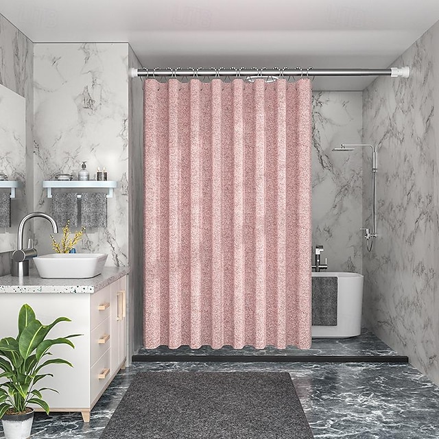  Tenda da Doccia Tessuto Lino con 12 Ganci in Plastica 180cm*180cm (70