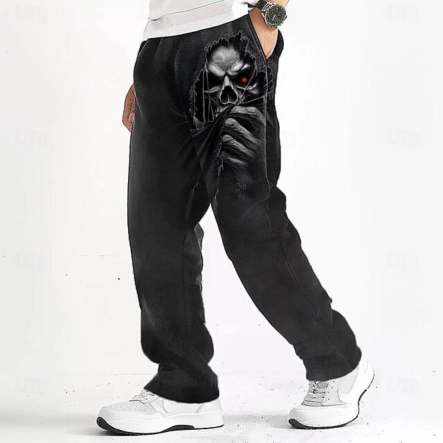 Men's Skull Active Mid Waist Exaggerated Designer Outdoor Party Casual 3D Print Black4