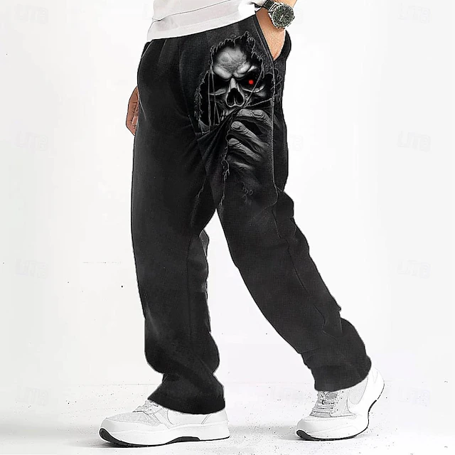 Men's Skull Active Mid Waist Exaggerated Designer Outdoor Party Casual 3D Print Black4