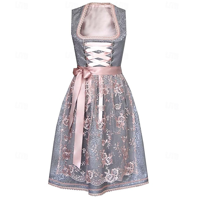  Carnevale Birra Oktoberfest Costume Vestito Dirndl Abiti tradizionali Cameriera Bavarese Tedesco Monaco di Baviera Prati Per donna Panno in stile tradizionale