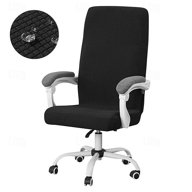  Stretch Water Resistant Waffle Velvet Office Chair Cover with Zipper - Home Office Chair Slipcover - Durable and Soft Fabric - Easy to Install and Clean - Perfect for Protecting and Refreshing Chairs