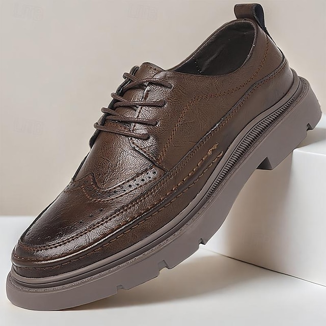  sapatos masculinos de couro marrom brogue oxford - sapatos elegantes e duráveis com cadarços e sola robusta para uso formal e casual
