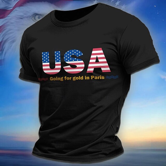 Men's Letter American US Flag T Shirt Tee Top 100% Cotton Short Sleeve Graphic Shirt Black Army Green Comfortable Tee Street Sports Outdoor Fashion Designer Clothing 8