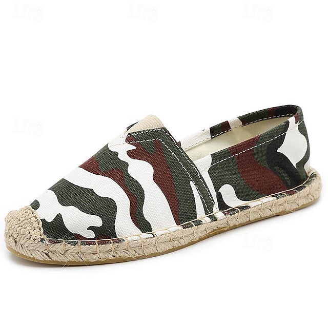  espadrile casual de camuflaj pentru bărbați: pantofi confortabili din pânză cu talpă de iută pentru ținute de vară în aer liber