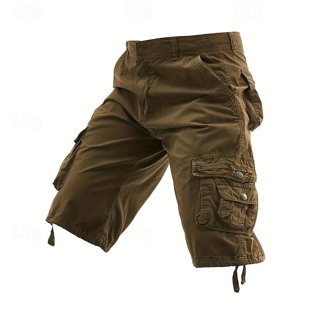 Herren Taktische Shorts Capri-Cargo-Shorts Cargo-Shorts Shorts Wander-Shorts Knöpfe Mehrere Taschen Einfach tragbar Wadenlang Outdoor Täglich Campen und Wandern Mode Klassisch Schwarz Wein