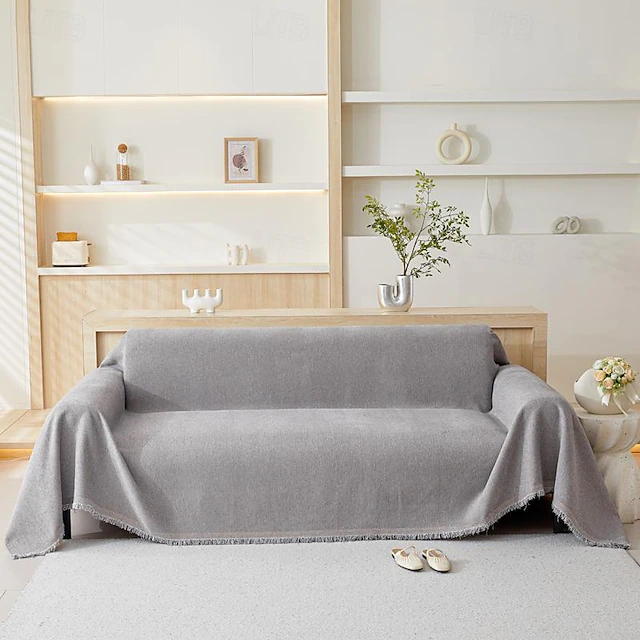 Sofa Blanket Solid Color Jacquard Polyester Slipcovers 10