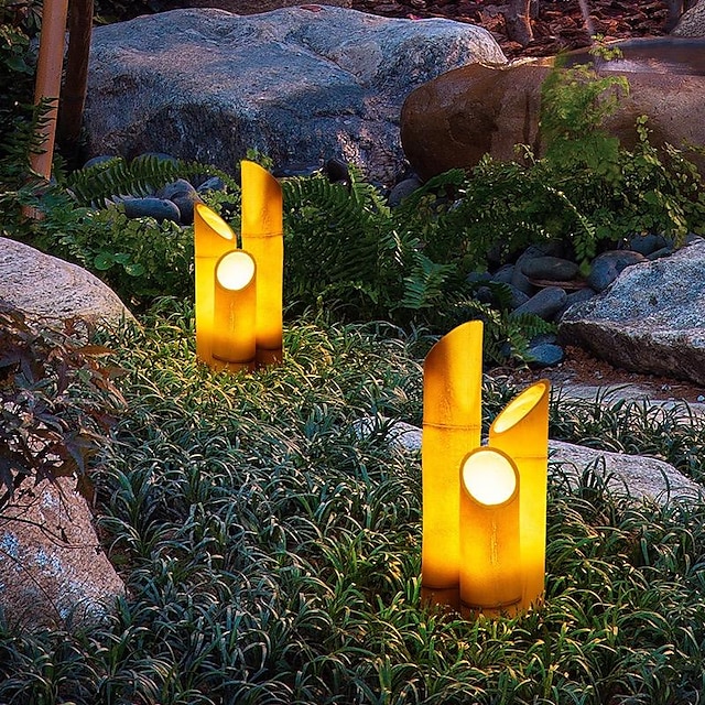  Zewnętrzna lampa ogrodowa ip65 bambusowy kształt do dekoracji ogrodowej willi ip65 wodoodporna żywica bambusowe podwórko dekoracje ogrodowe rzeźby
